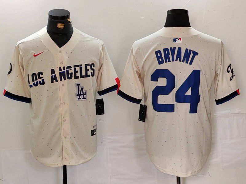 Men Los Angeles Dodgers 24 Bryant Cream Fashion Nike Game MLB Jersey style 6294